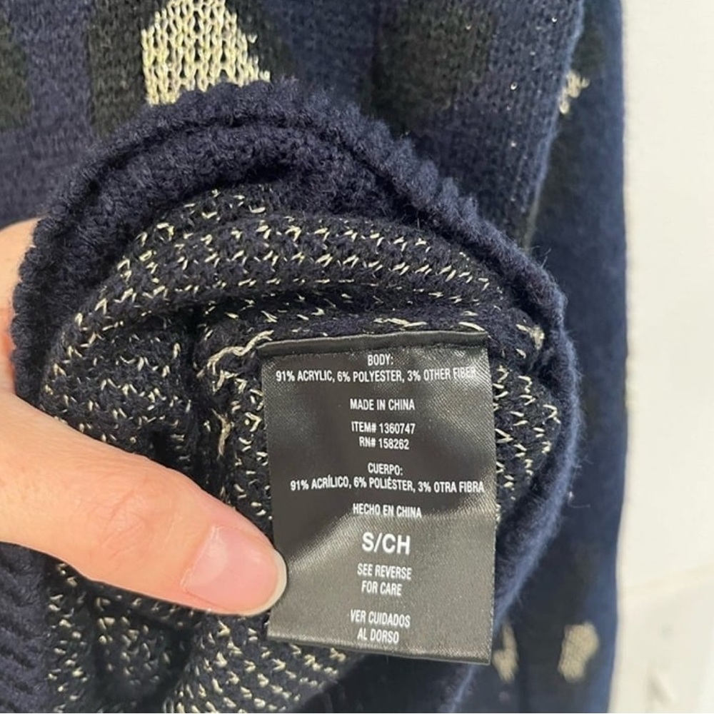 Kendall + Kylie Navy Blue Leopard Print Sweater - Picture 3 of 7